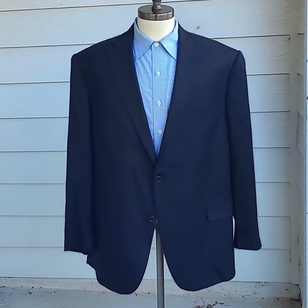 HART SCHAFFNER MARX Black Worsted Spun CASHMERE Loro Piana Mens 50 R‎ Sport Coat